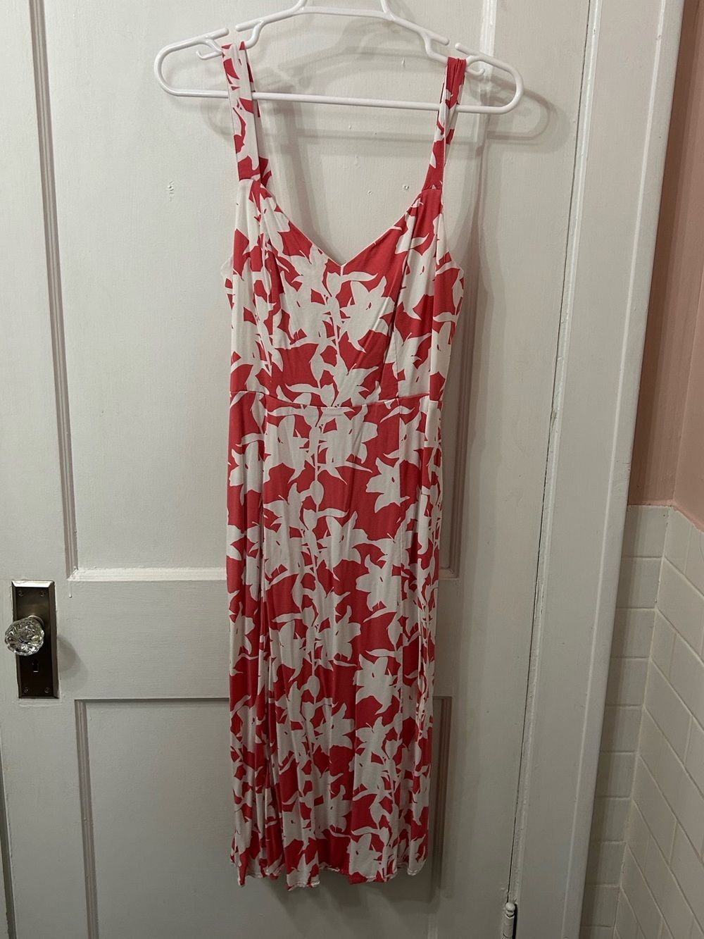 Peach and White Floral Slip Dress